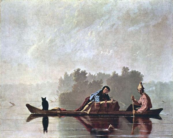 Tratantes de pieles bajando por el río Missouri
